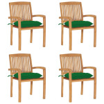 Sudedamos sodo kėdės su pagalvėlėmis, 4vnt., tikmedžio masyvas