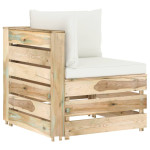 Modulinė kampinė sofa su pagalvėmis, žaliai impregnuota mediena