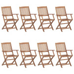 Sulankstomos lauko kėdės, 8vnt., akacijos medienos masyvas