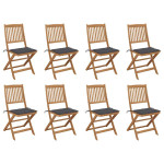 Sulankstomos lauko kėdės su pagalvėlėmis, 8vnt., akacija