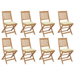 Sulankstomos lauko kėdės su pagalvėlėmis, 8vnt., akacija