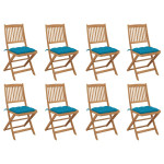 Sulankstomos lauko kėdės su pagalvėlėmis, 8vnt., akacija