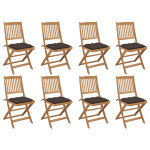 Sulankstomos lauko kėdės su pagalvėlėmis, 8vnt., akacija