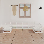 Sodo poilsio baldų komplektas, 8 dalių, baltas, pušies masyvas 