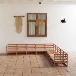 Sodo poilsio baldų komplektas, 9 dalių, rudas, pušies masyvas 