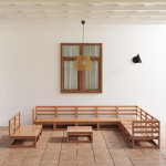 Sodo poilsio baldų komplektas, 11 dalių, rudas, pušies masyvas 