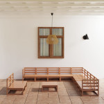 Sodo poilsio baldų komplektas, 12 dalių, rudas, pušies masyvas 