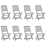 Sulankstomos lauko kėdės su pagalvėlėmis, 8vnt., akacija