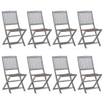 Sulankstomos lauko kėdės su pagalvėlėmis, 8vnt., akacija