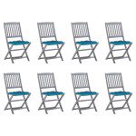 Sulankstomos lauko kėdės su pagalvėlėmis, 8vnt., akacija