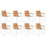 Sodo kėdės, 8vnt., akacijos masyvas ir nerūdijantis plienas