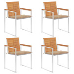 Sodo kėdės su pagalvėlėmis, 4vnt., akacijos medienos masyvas