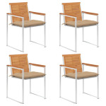 Sodo kėdės su pagalvėlėmis, 4vnt., akacijos medienos masyvas