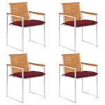 Sodo kėdės su pagalvėlėmis, 4vnt., akacijos medienos masyvas