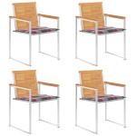 Sodo kėdės su pagalvėlėmis, 4vnt., tikmedžio medienos masyvas