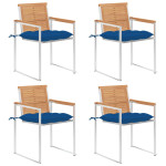 Sodo kėdės su pagalvėlėmis, 4vnt., tikmedžio medienos masyvas