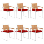 Sodo kėdės su pagalvėlėmis, 6vnt., tikmedžio medienos masyvas