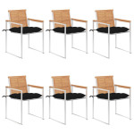 Sodo kėdės su pagalvėlėmis, 6vnt., tikmedžio medienos masyvas