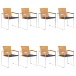 Sodo kėdės su pagalvėlėmis, 8vnt., tikmedžio medienos masyvas