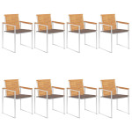 Sodo kėdės su pagalvėlėmis, 8vnt., tikmedžio medienos masyvas