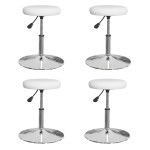 Valgomojo kėdės, 4vnt., baltos spalvos, dirbtinė oda