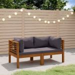 Dvivietė sodo sofa su pagalvėlėmis, akacijos medienos masyvas