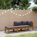 Sodo baldų komplektas su pagalvėmis, 3 dalių, akacijos masyvas