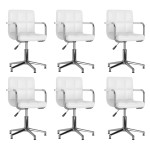 Besisukančios valgomojo kėdės, 6vnt., baltos, dirbtinė oda