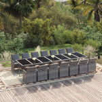 Sodo komplektas su pagalvėlėmis, 15 dalių, pilkas, poliratanas