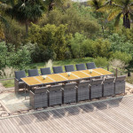 Sodo komplektas su pagalvėlėmis, 15 dalių, pilkas, poliratanas