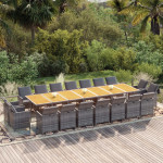 Sodo komplektas su pagalvėlėmis, 19 dalių, pilkas, poliratanas