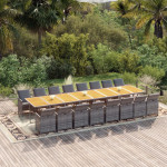 Sodo komplektas su pagalvėlėmis, 17 dalių, pilkas, poliratanas