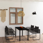 Sodo valgomojo baldų komplektas, 5 dalių, juodos spalvos