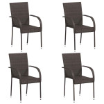 Sudedamos lauko kėdės, 4vnt., rudos spalvos, poliratanas