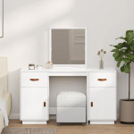 Kosmetinis staliukas su veidrodžiu, baltas, pušies masyvas