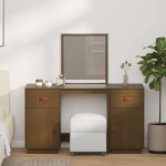 Kosmetinio staliuko su veidrodžiu komplektas, rudas, pušis