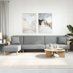 L formos sofa-lova, šviesiai pilka, 279x140x70cm, audinys