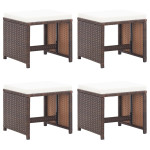 Sodo taburetės su pagalvėlėmis, 4vnt., rudos, poliratanas