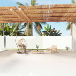 Ištraukiama šoninė pertvara, kreminės spalvos, 160x1200cm