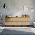 Šoninės spintelės, 3vnt., ąžuolo, 60x35x70cm, apdirbta mediena