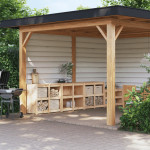 Lauko virtuvės spintelės, 3vnt., pušies medienos masyvas