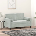 Dvivietė sofa su pagalvėlėmis, šviesiai pilka, 120cm, aksomas