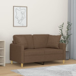 Dvivietė sofa su pagalvėlėmis, rudos spalvos, 120cm, audinys