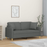 Dvivietė sofa su pagalvėlėmis, tamsiai pilka, 140cm, audinys