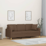 Trivietė sofa su pagalvėlėmis, rudos spalvos, 180cm, audinys