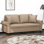 Dvivietė sofa su pagalvėlėmis, kapučino, 140cm, dirbtinė oda