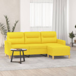 Trivietė sofa su pakoja, šviesiai geltona, 180cm, audinys