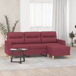Trivietė sofa su pakoja, raudonojo vyno spalvos, 180cm, audinys
