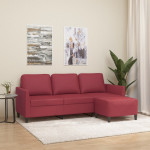 Trivietė sofa su pakoja, raudonojo vyno, 180cm, dirbtinė oda