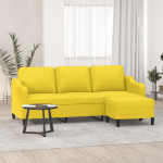 Trivietė sofa su pakoja, šviesiai geltona, 180cm, audinys